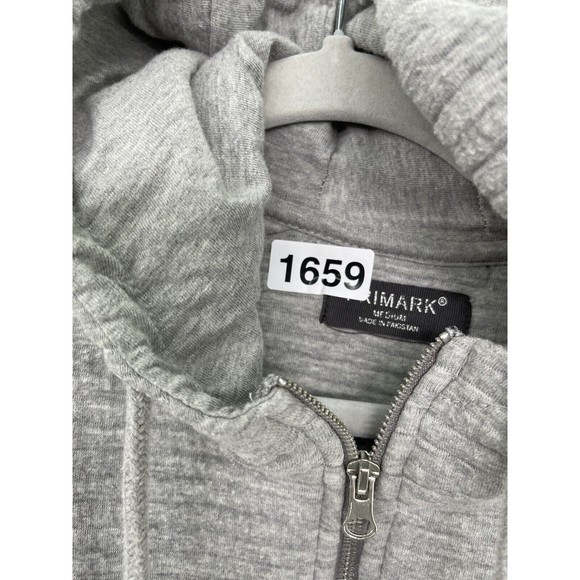 Primark Women's Full Zip Jacket Gray Hooded Elbow Pads Long Sleeve Size Medium - Picture 6 of 11